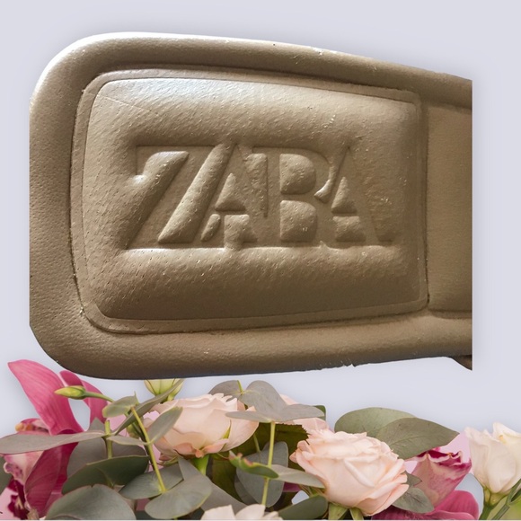 ZARA Slides 2 Strap Open Toe Silver Rhinestones 3” Heel - Picture 8 of 8